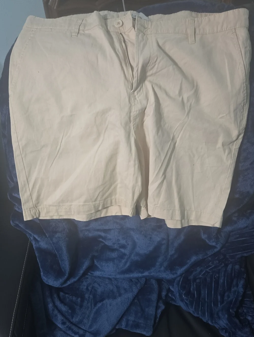 Men's Flat Front Cotton Shorts in Off-White